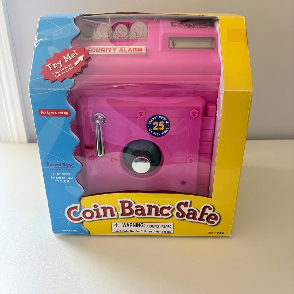 Pink Coin Banc Safe ParentBanc Improved Counting Mechanism Combo Lock Sounds